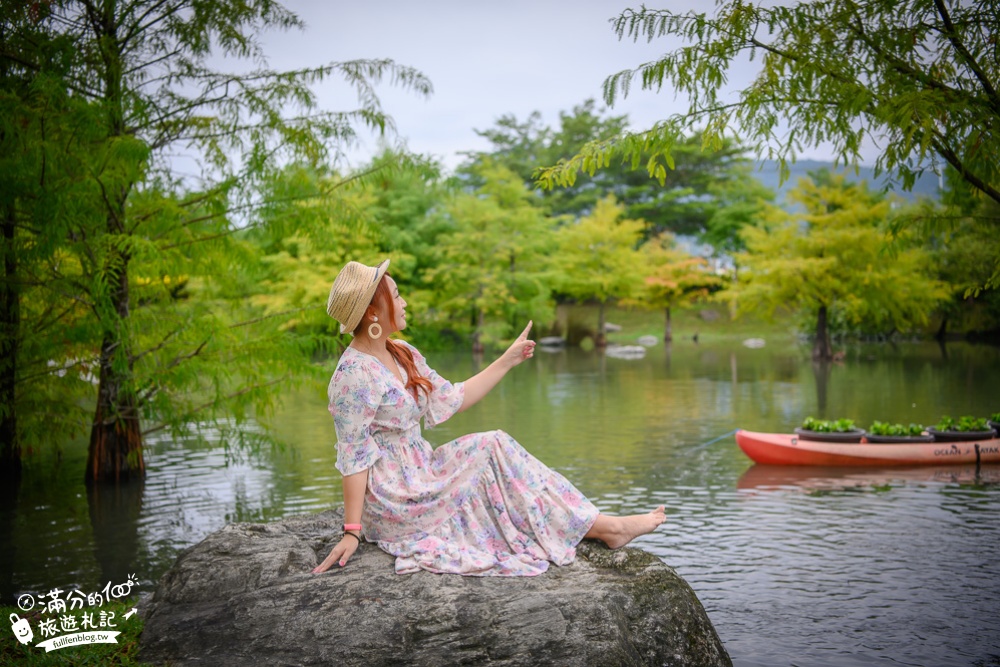 花蓮吉安景點|松湖驛站(免門票)情侶約會.下午茶.合菜料理|落羽松森林秘境~夢幻世外桃源!