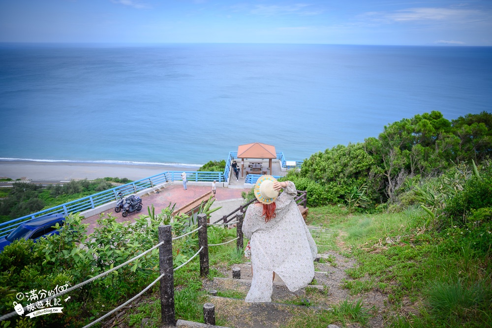 台東景點|南田人文景觀觀景台(免門票)隱藏版美麗月牙灣,座擁大海風光的小涼亭~與太平洋同框!