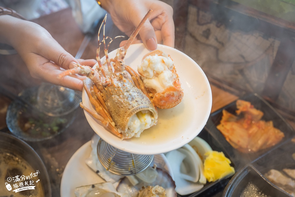 台中美食|瘋鍋日式涮涮鍋大甲店|平價火烤兩吃鍋,超浮誇龍蝦海珠寶盒~開箱品嚐,大顆鑽戒帶回家!