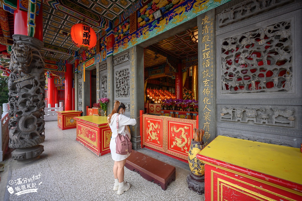 台北景點|指南宮(免門票)宗教百景.祈福拜拜.賞櫻花.拜月老.筊杯廣場望101!