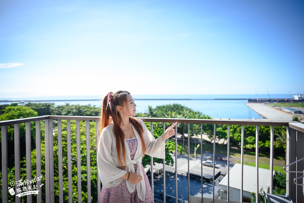 花蓮住宿推薦【花蓮璽賓行旅海景飯店】單車主題旅店.房間就能看花蓮港太平洋,還有無邊際泳池!